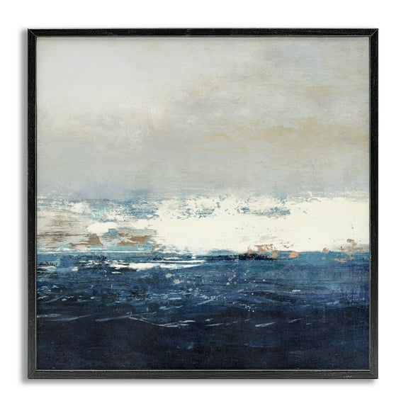 Stupell Industries Abstract Ocean Tide Abstract Painting Gray Framed Art Print Wall Art, 17 x 17