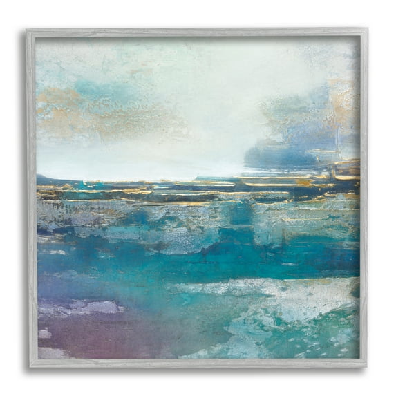 Stupell Industries Abstract Ocean View Glam Detail Coastal Painting Gray Framed Art Print Wall Art