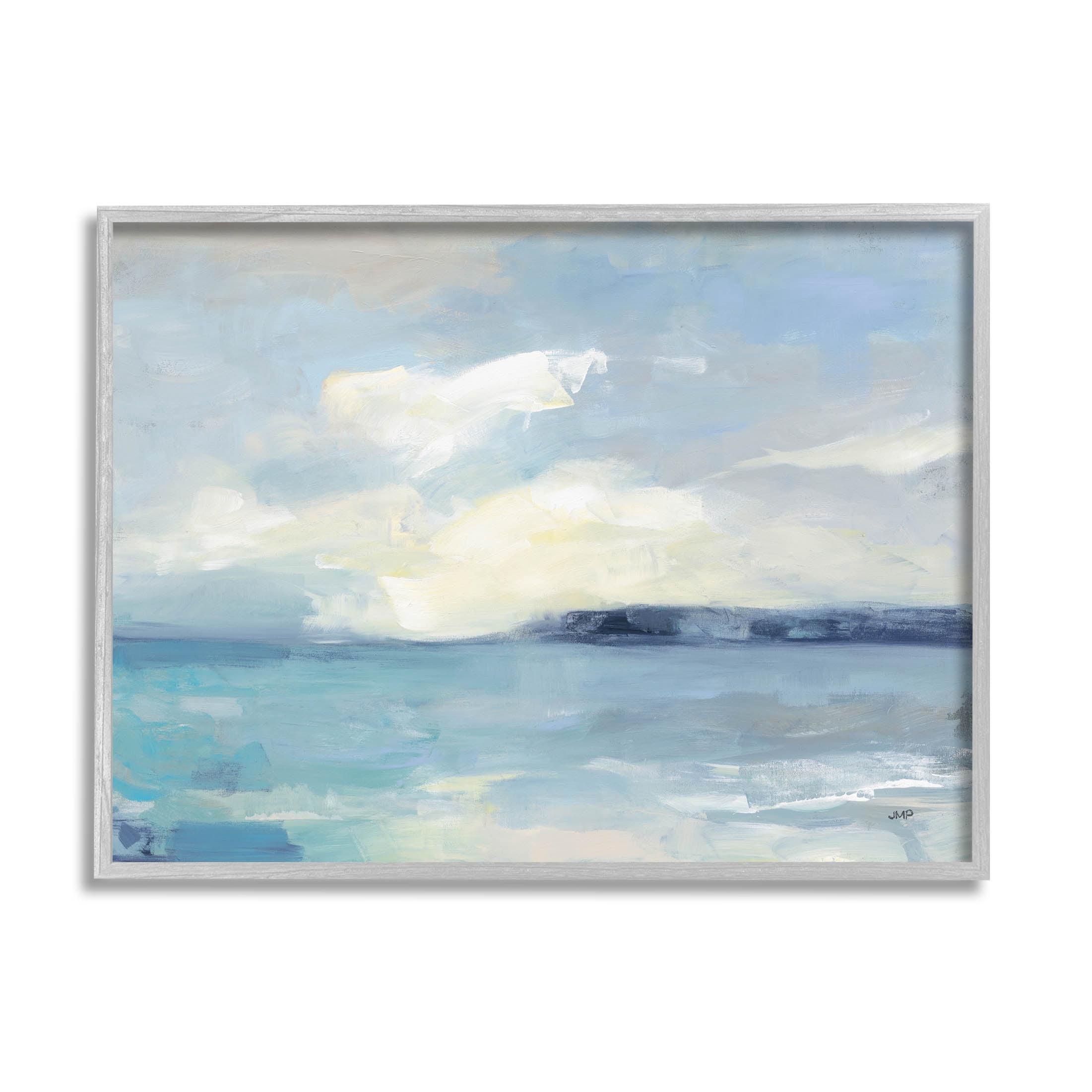 Stupell Industries Abstract Ocean View Landscape Painting Gray Framed Art Print Wall Art, Design by Julia Purinton