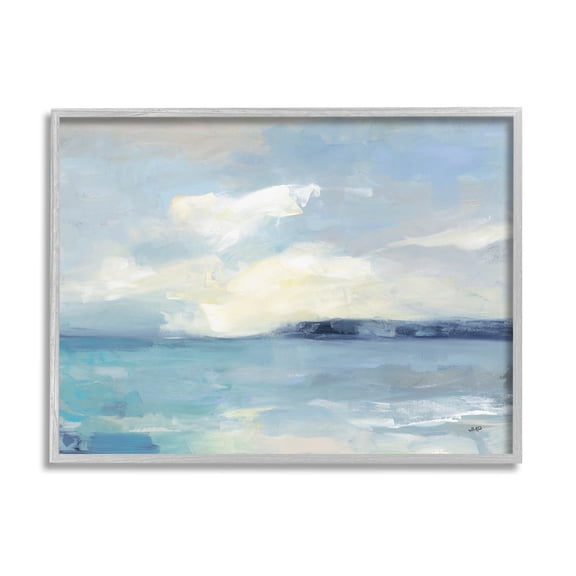 Stupell Industries Abstract Ocean View Landscape Painting Gray Framed Art Print Wall Art, Design by Julia Purinton