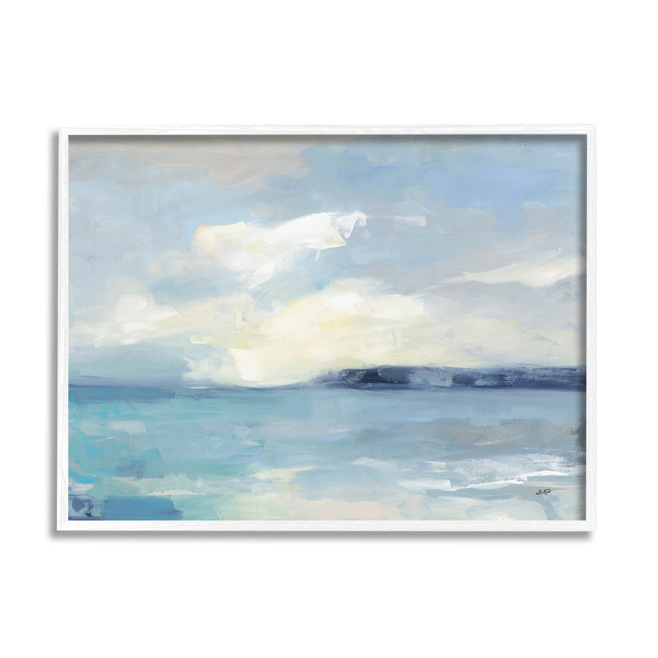 Stupell Industries Abstract Ocean View Landscape Painting White Framed Art Print Wall Art, Design by Julia Purinton