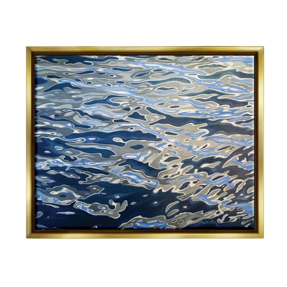 Stupell Industries Abstract Ocean Water Ripples Catching Sunlight Graphic Art Metallic Gold Floating Framed Canvas Print Wall Art, Design by Alan Weston