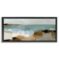 Stupell Industries Abstract Ocean Wave Landscape Abstract Painting Black Floater Framed Canvas Art Print Wall Art, 25 x 11