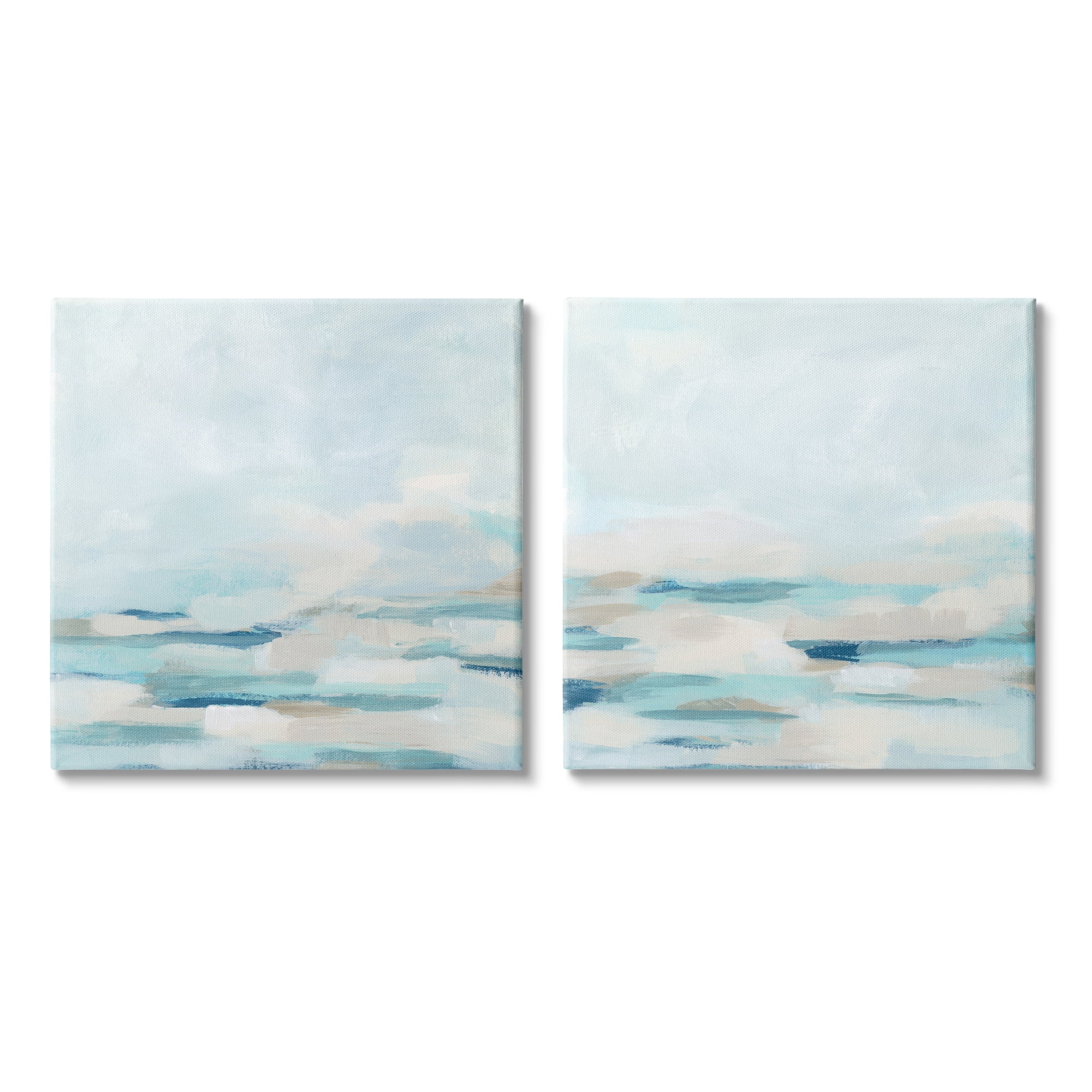 Stupell Industries Abstract Ocean Waves Scenic Landscape Cloudy Sky Painting Gallery Wrapped Canvas Print Wall Art, Set of 2, Design by June Erica Vess