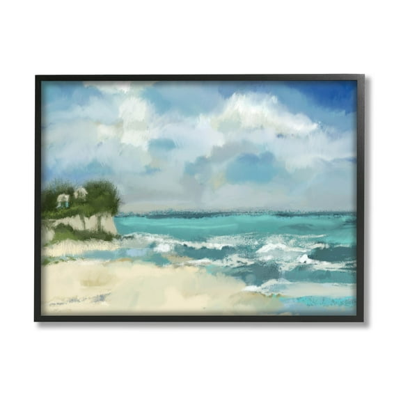 Stupell Industries Abstract Ocean Waves Sky Graphic Art Black Framed Art Print Wall Art, Design by Tina Finn