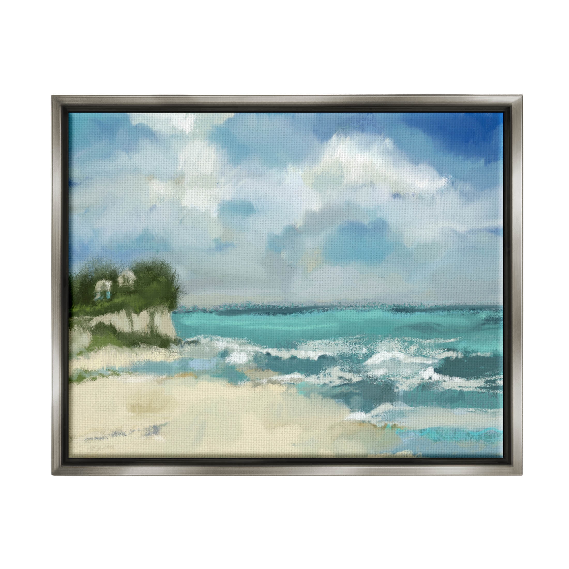 Stupell Industries Abstract Ocean Waves Sky Graphic Art Luster Gray Floating Framed Canvas Print Wall Art, Design by Tina Finn