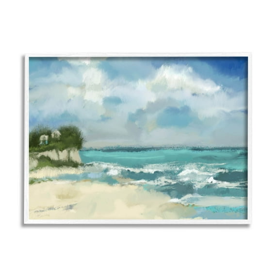 Stupell Industries Abstract Ocean Waves Sky Graphic Art White Framed Art Print Wall Art, Design by Tina Finn