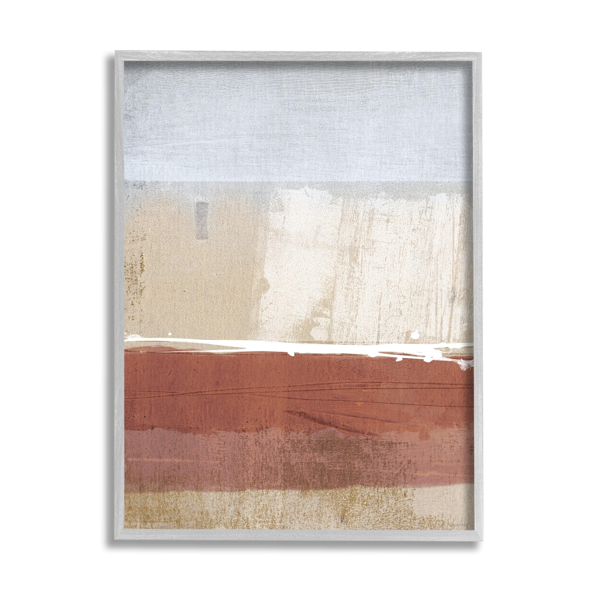 Stupell Industries Abstract Ombre Shapes Brown Green Tan Paintings Gray Framed Art Print Wall Art, 11x14, by Dan Meneely