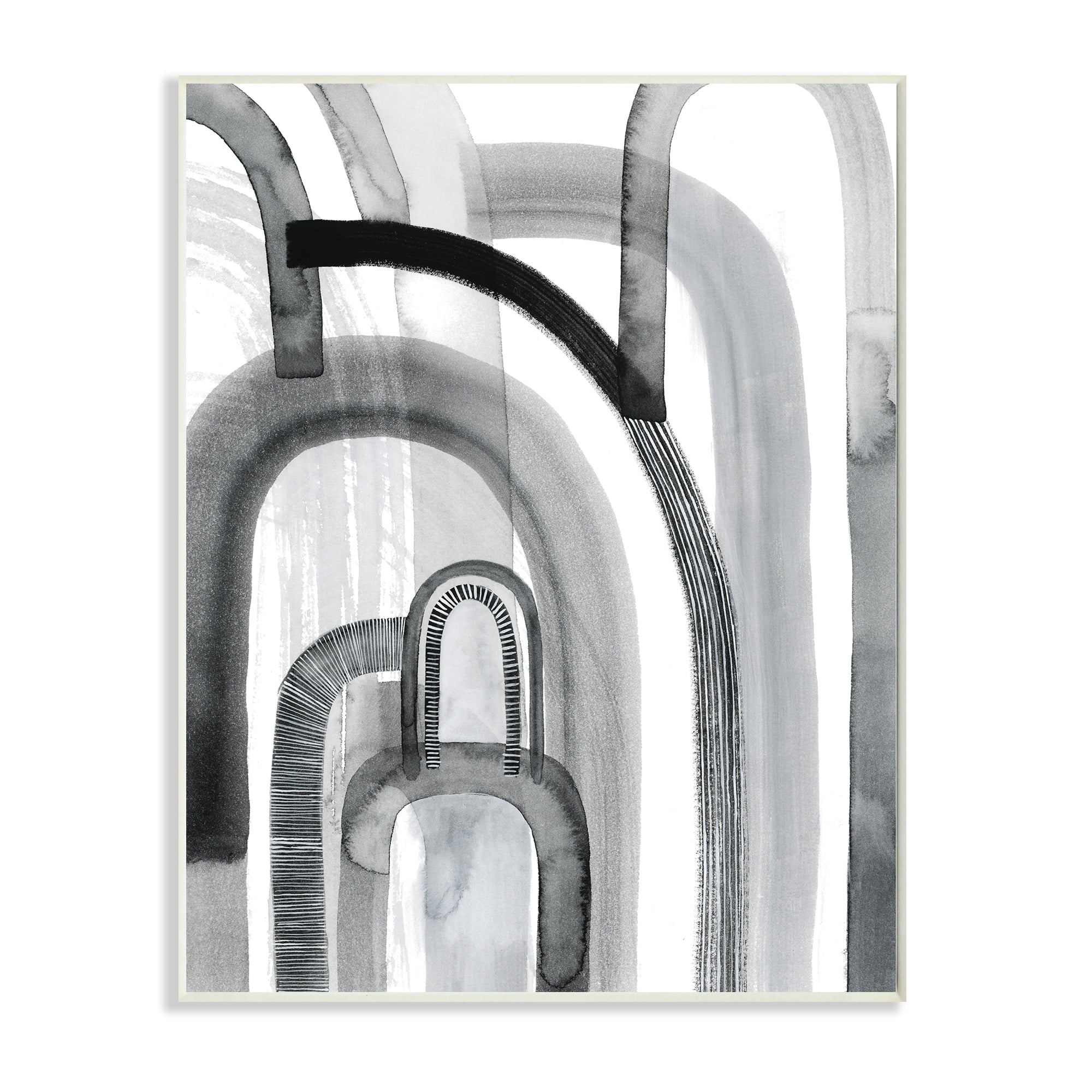 Stupell Industries Abstract Opaque Arches Black Grey White,13 x 19,Designed by Grace Popp