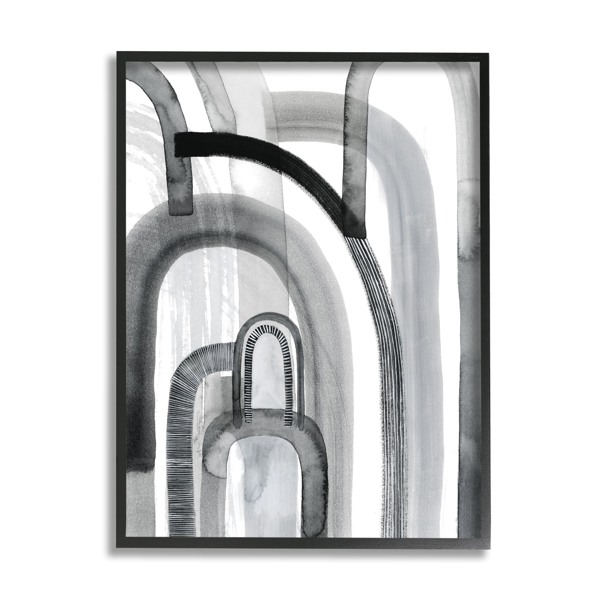 Stupell Industries Abstract Opaque Arches Black Grey White,24 x 30,Designed by Grace Popp