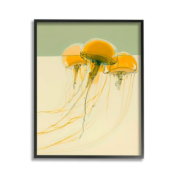 Stupell Industries Abstract Orange Jellyfish Animals & Insects Painting Black Framed Art Print Wall Art, 11 x 14
