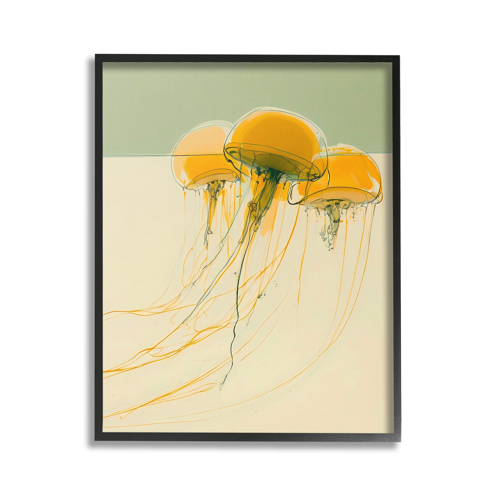 Stupell Industries Abstract Orange Jellyfish Animals & Insects Painting Black Framed Art Print Wall Art, 16 x 20