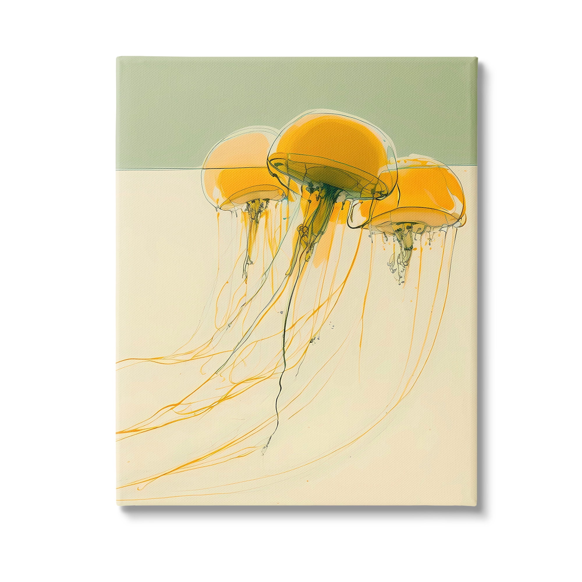 Stupell Industries Abstract Orange Jellyfish Animals & Insects Painting Gallery Wrapped Canvas Art Print Wall Art, 30 x 40