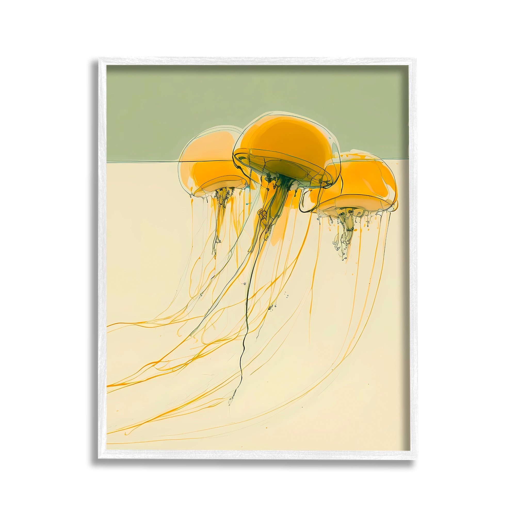 Stupell Industries Abstract Orange Jellyfish Animals & Insects Painting White Framed Art Print Wall Art, 11 x 14