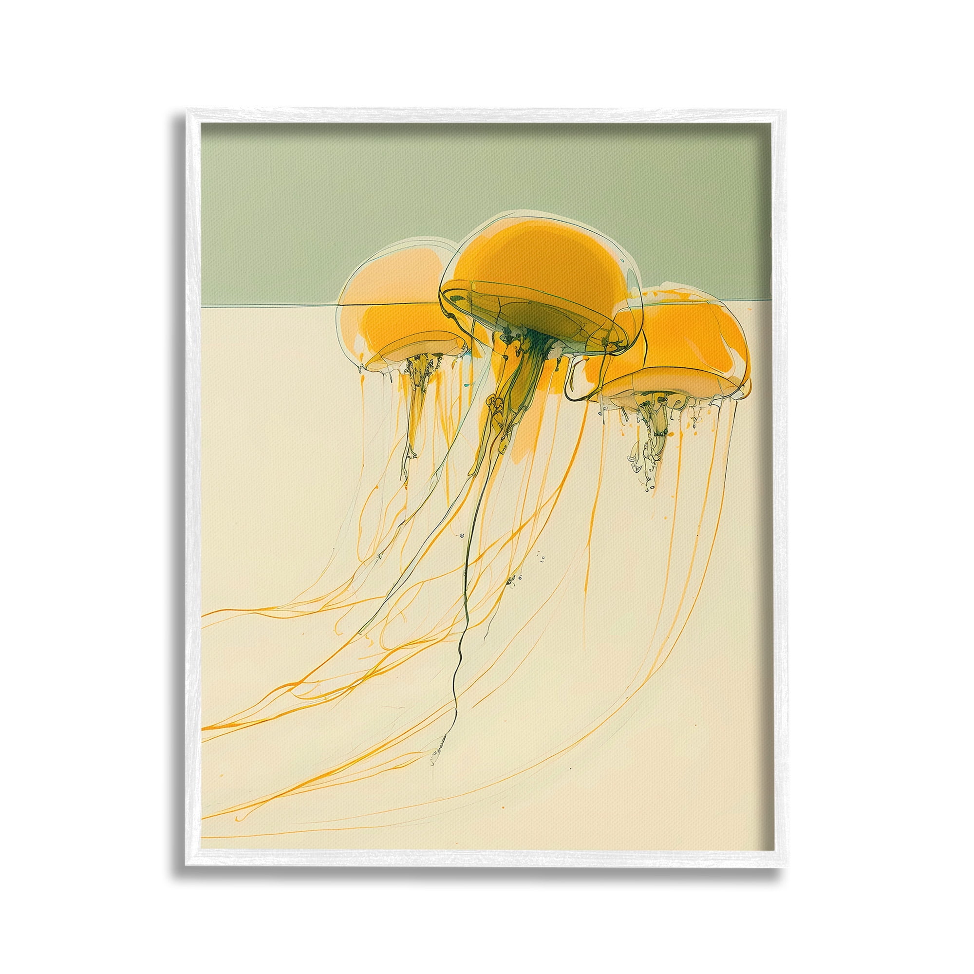 Stupell Industries Abstract Orange Jellyfish Animals & Insects Painting White Framed Art Print Wall Art, 16 x 20