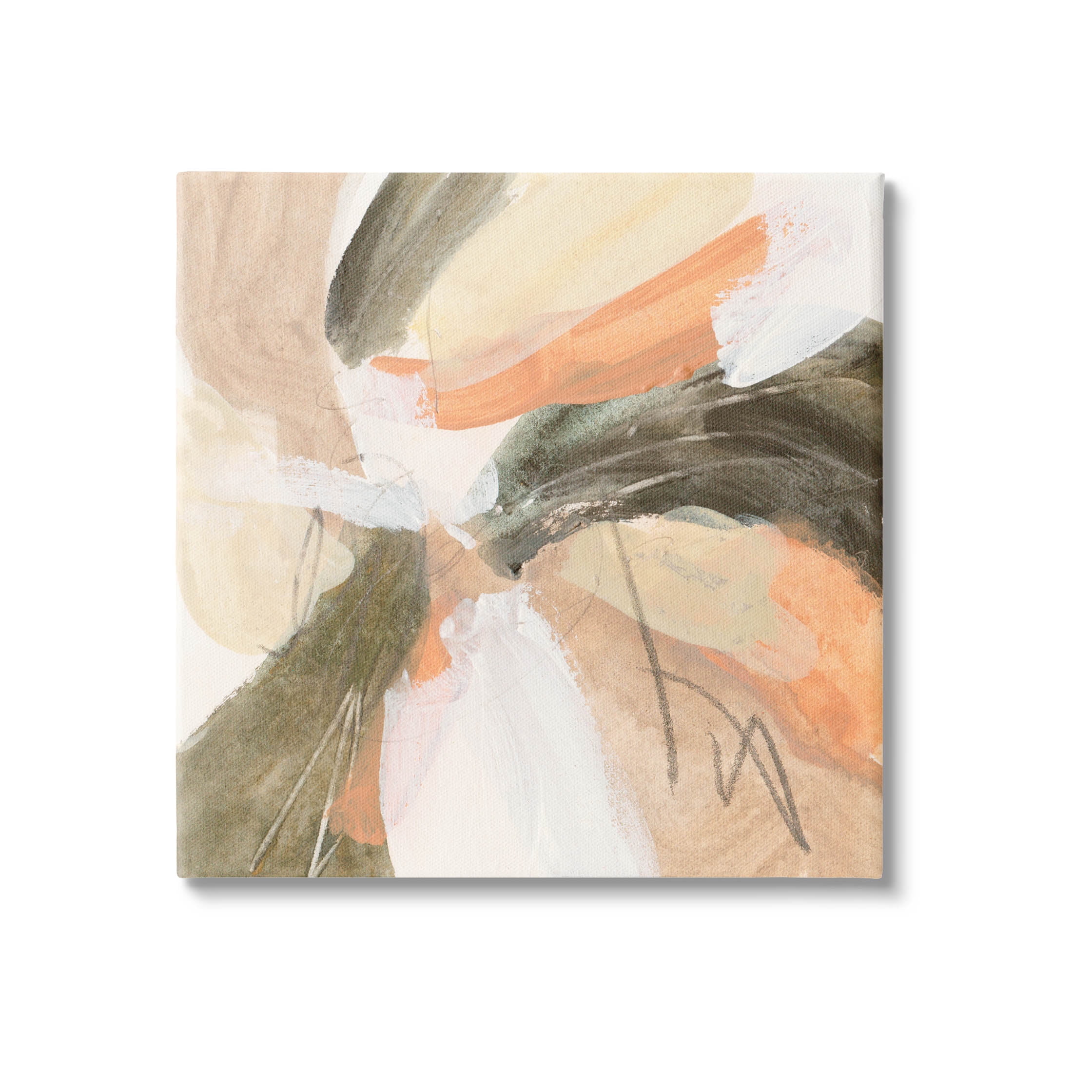17" x 17" Abstract Orange and Beige Canvas Wall Art