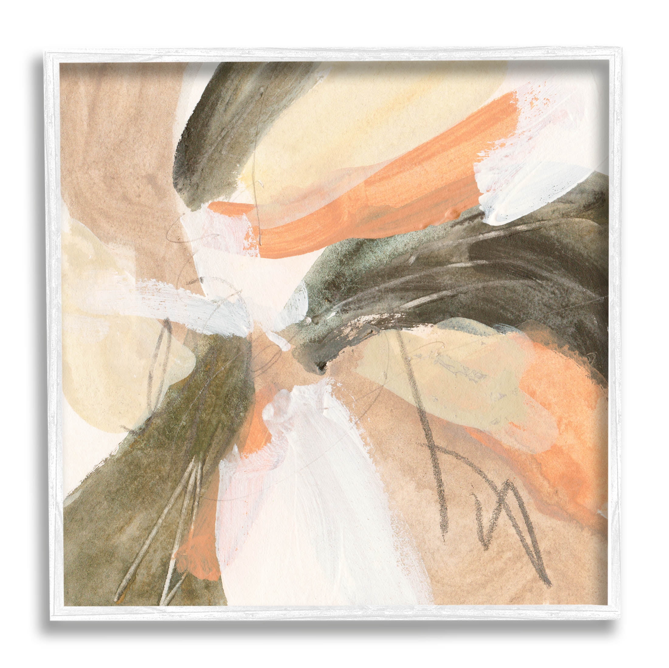 Stupell Industries Abstract Orange Spiral Arrangement Painting White Framed Art Print Wall Art, Design by Melissa Wang