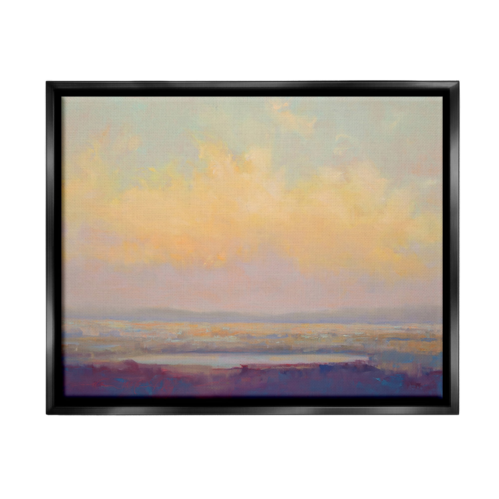 Stupell Industries Abstract Orange Sunset Landscape Painting Black Floater Framed Canvas Art Print Wall Art, 21 x 17