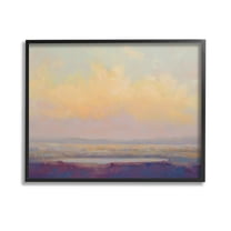 Stupell Industries Abstract Orange Sunset Landscape Painting Black Framed Art Print Wall Art, 14 x 11