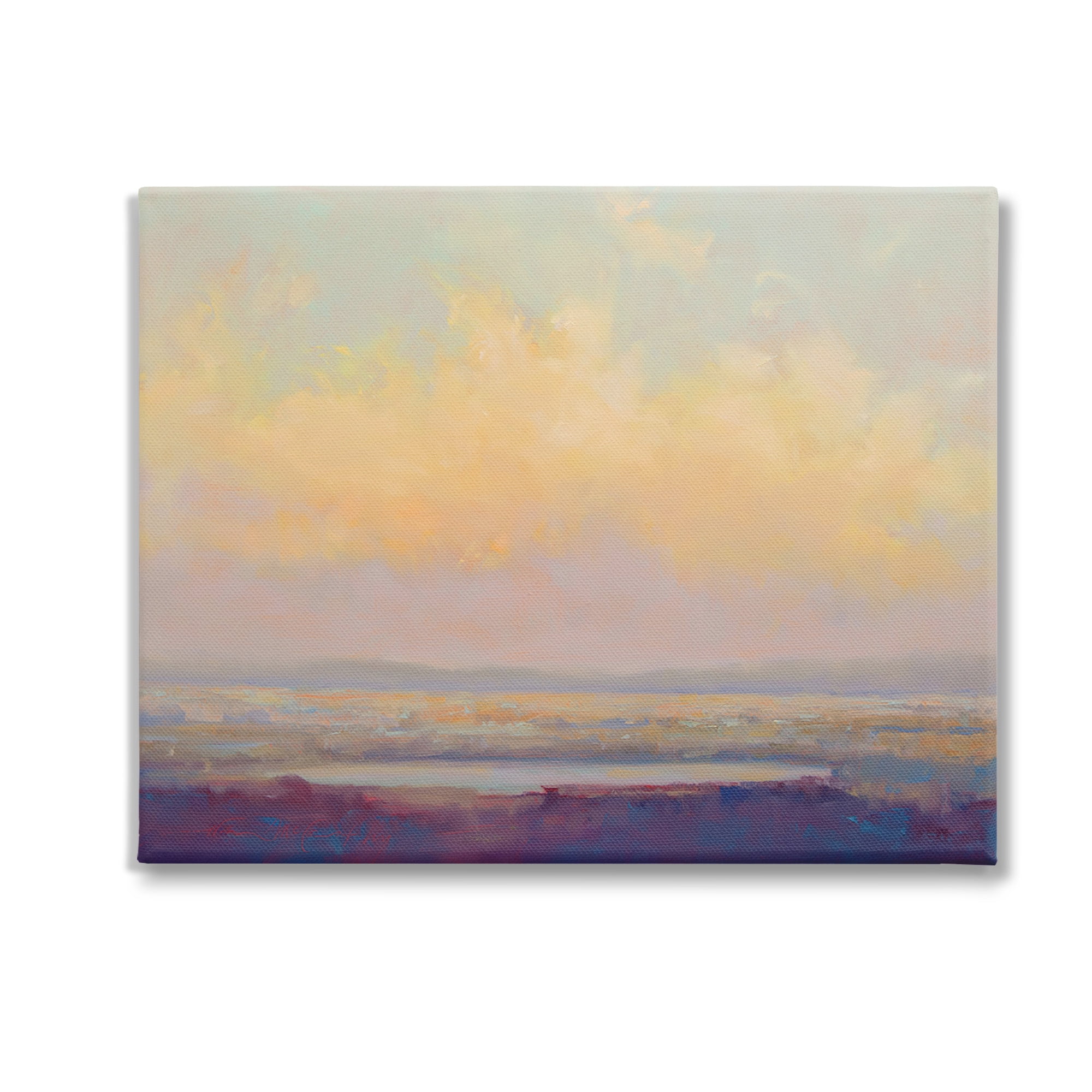 Stupell Industries Abstract Orange Sunset Landscape Painting Gallery Wrapped Canvas Art Print Wall Art, 30 x 24