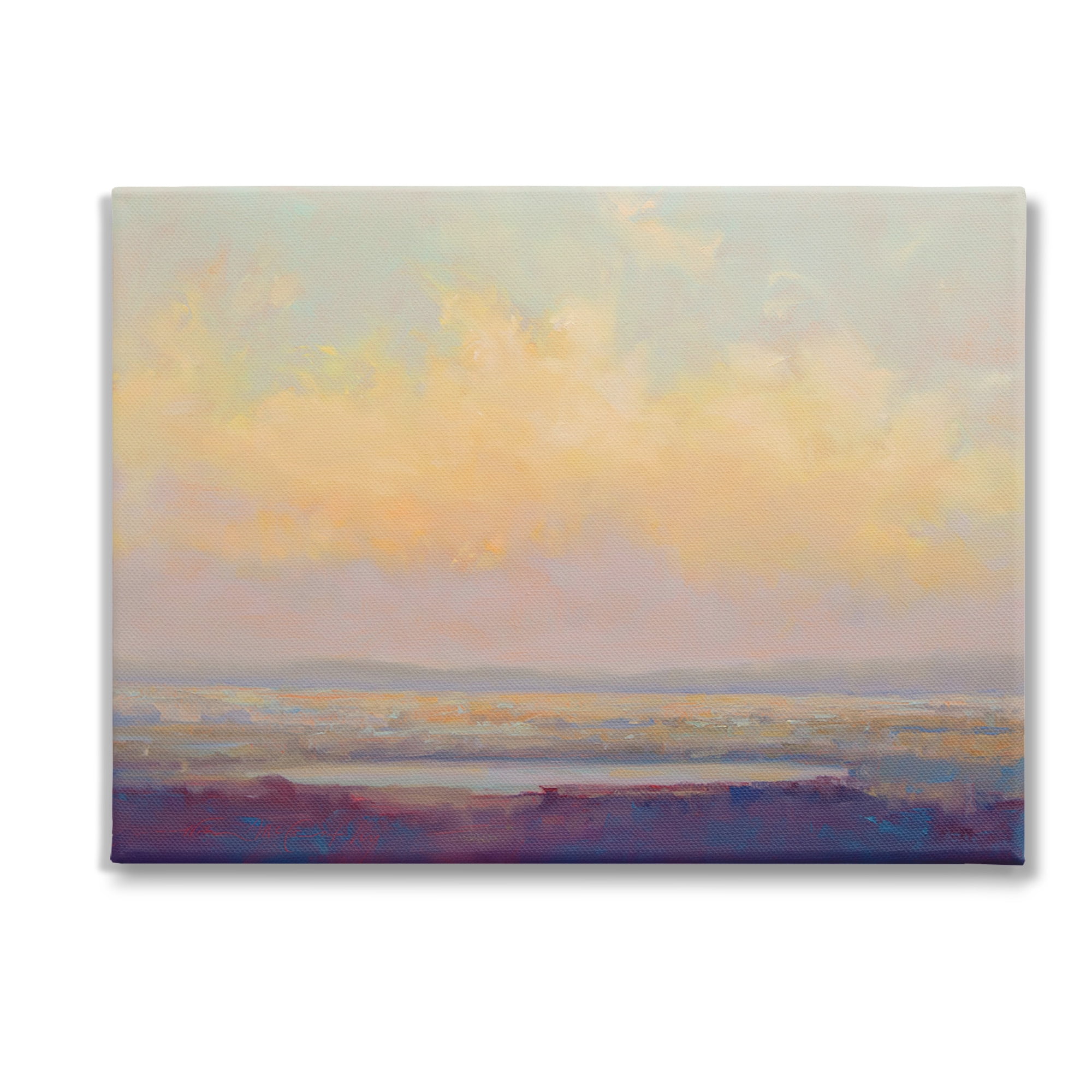 Stupell Industries Abstract Orange Sunset Landscape Painting Gallery Wrapped Canvas Art Print Wall Art, 48 x 36
