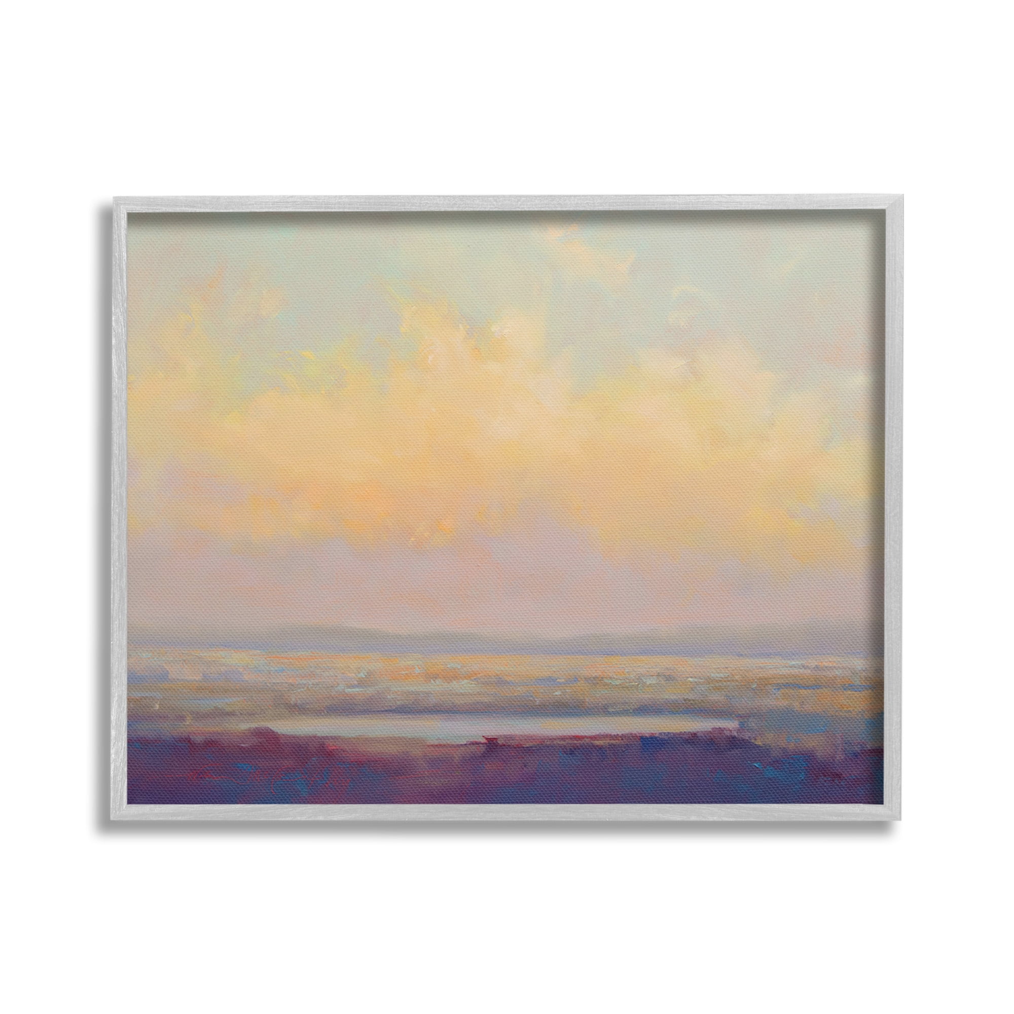 Stupell Industries Abstract Orange Sunset Landscape Painting Gray Framed Art Print Wall Art, 30 x 24