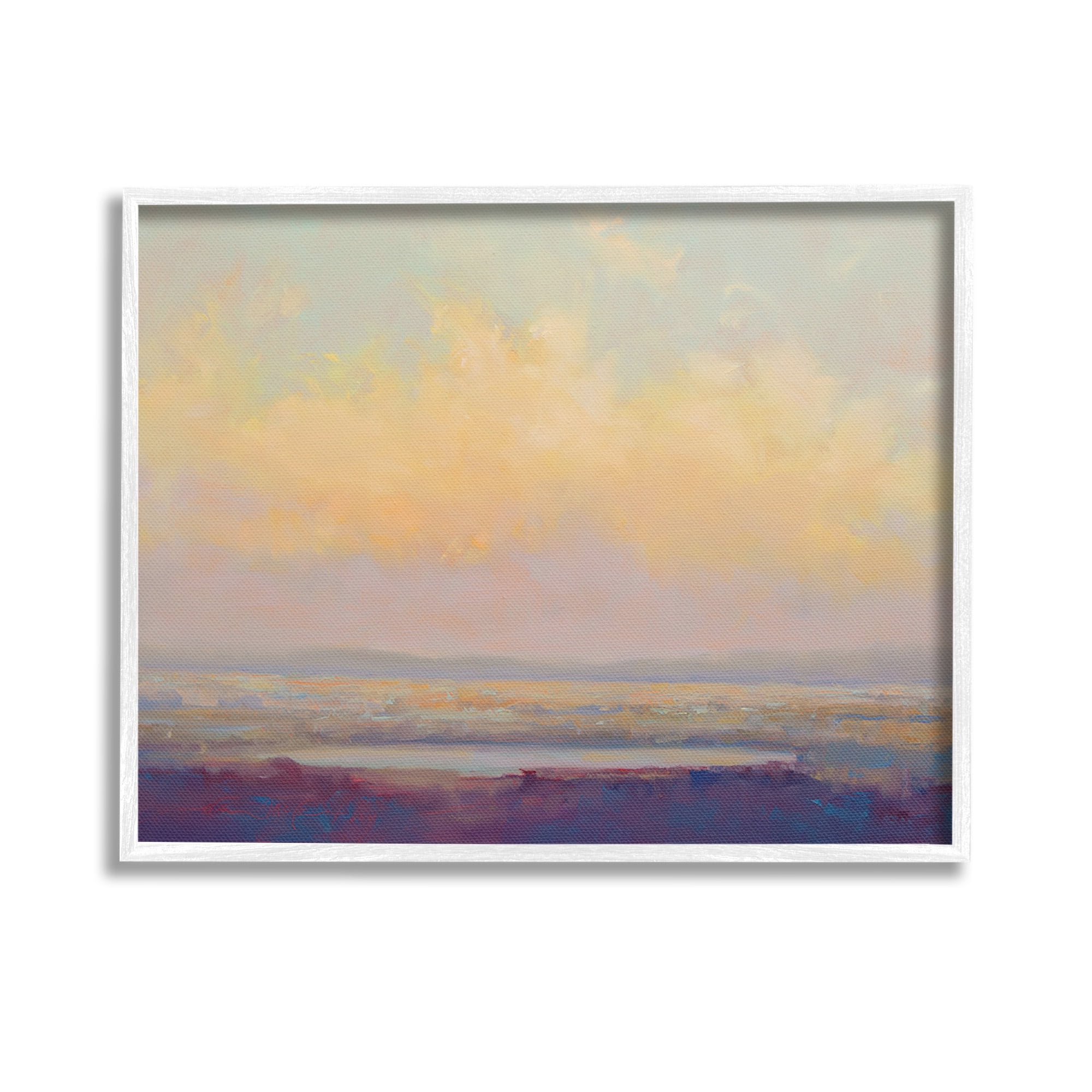 Stupell Industries Abstract Orange Sunset Landscape Painting White Framed Art Print Wall Art, 14 x 11