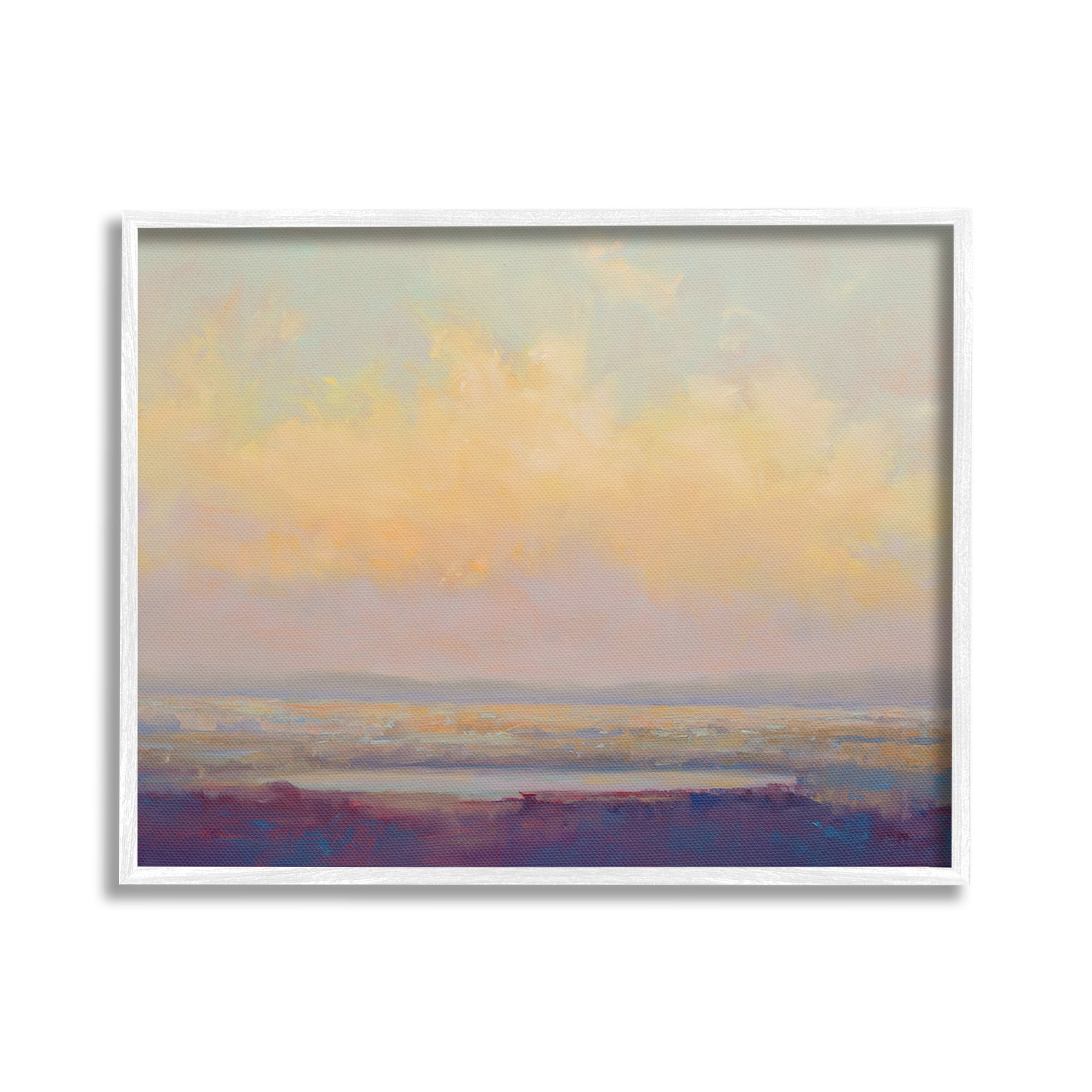 Stupell Industries Abstract Orange Sunset Landscape Painting White Framed Art Print Wall Art, 20 x 16