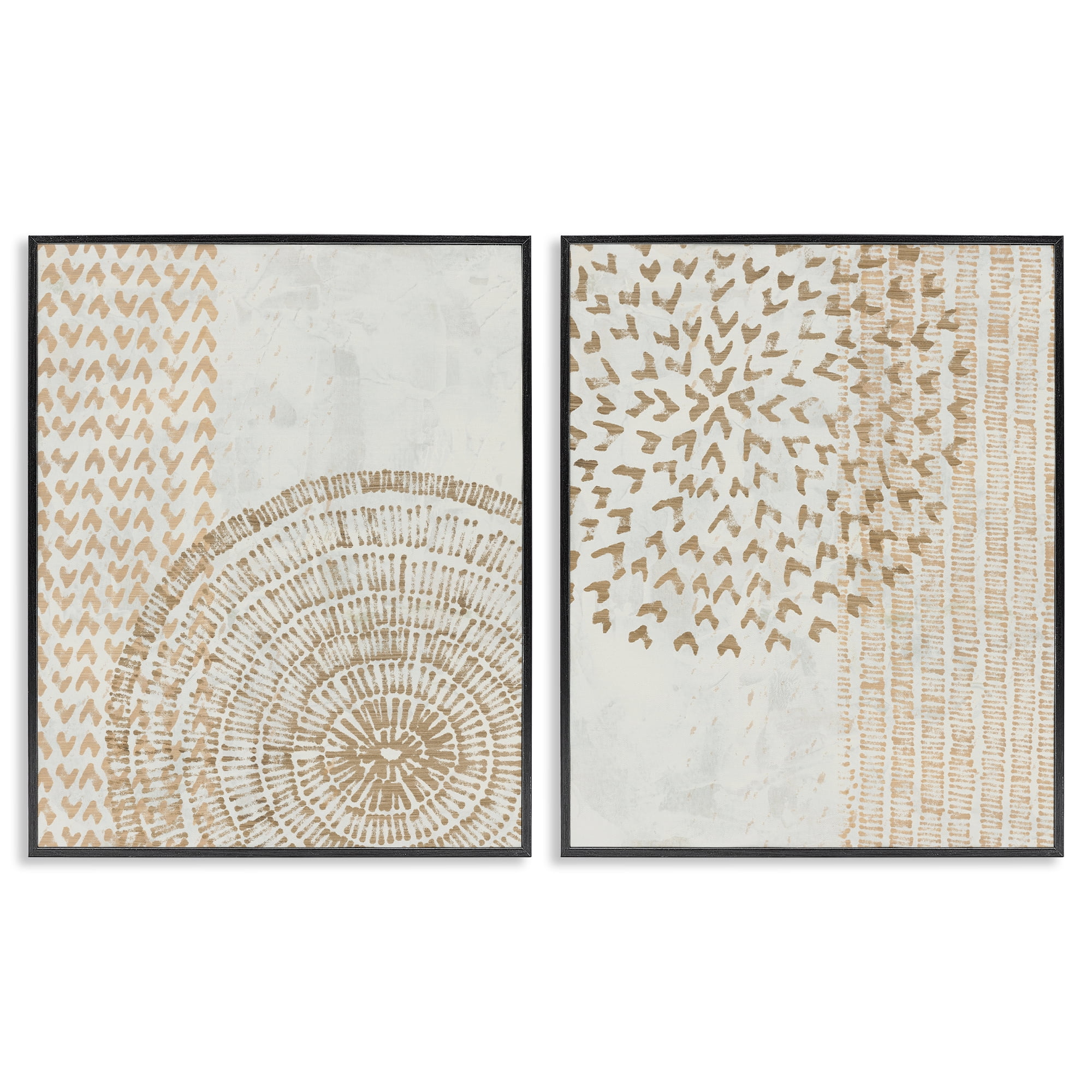 Stupell Industries Abstract Orbs and Stripes Abstract Painting Black Framed Art Print Wall Art, 24 x 30, Set of 2