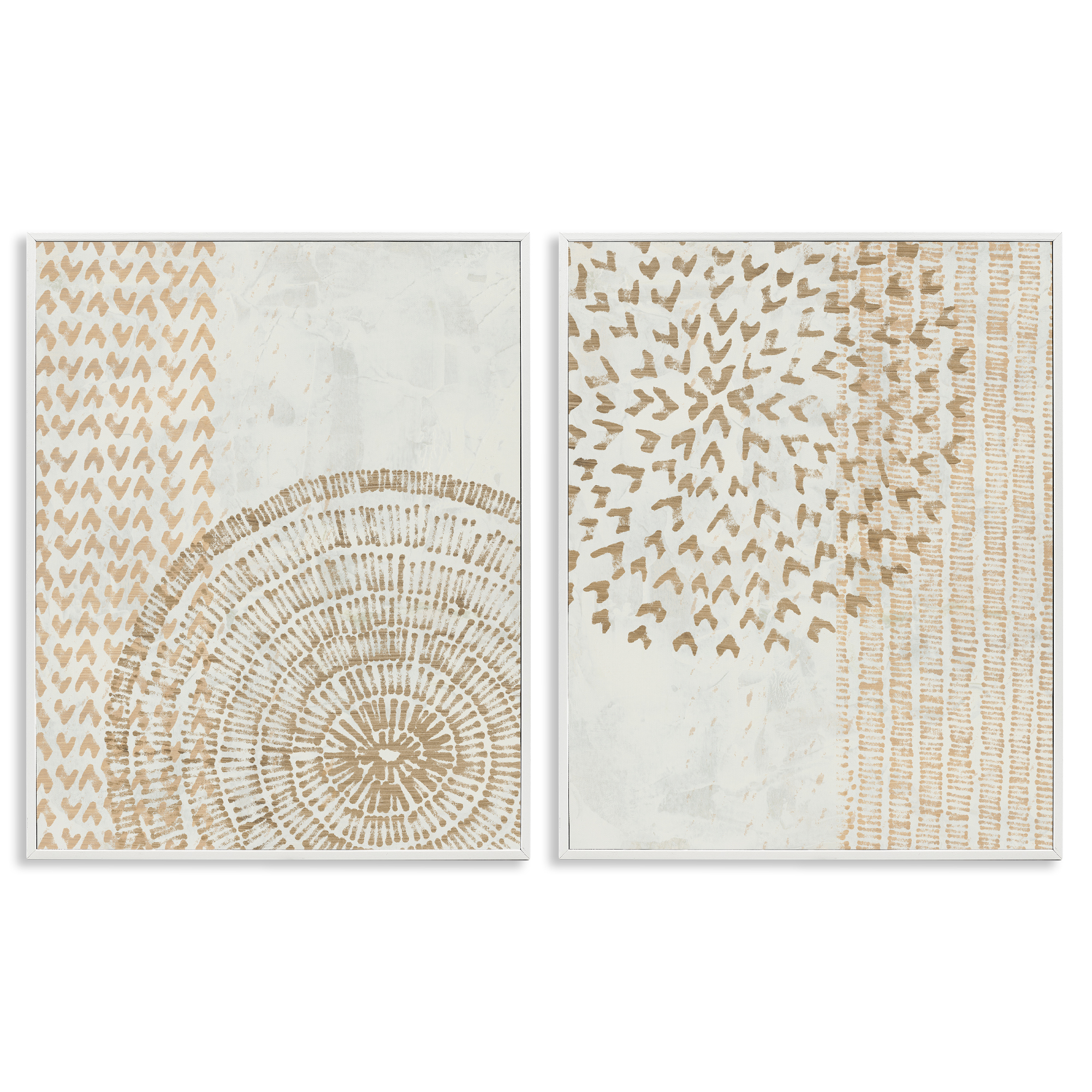 Stupell Industries Abstract Orbs and Stripes Abstract Painting White Framed Art Print Wall Art, 11 x 14, Set of 2