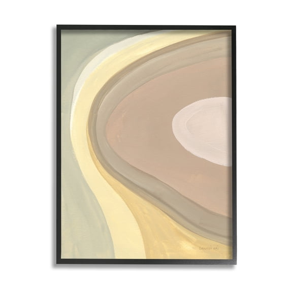 Stupell Industries Abstract Organic Curves Neutral Brown Yellow Black Framed, 24 x 30, Design by Danhui Nai