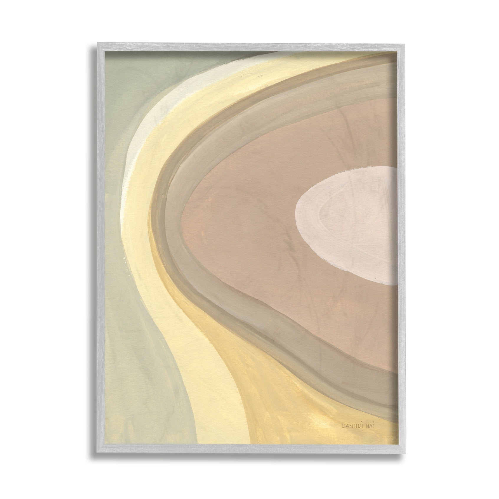 Stupell Industries Abstract Organic Curves Neutral Brown Yellow Grey Framed, 16 x 20, Design by Danhui Nai