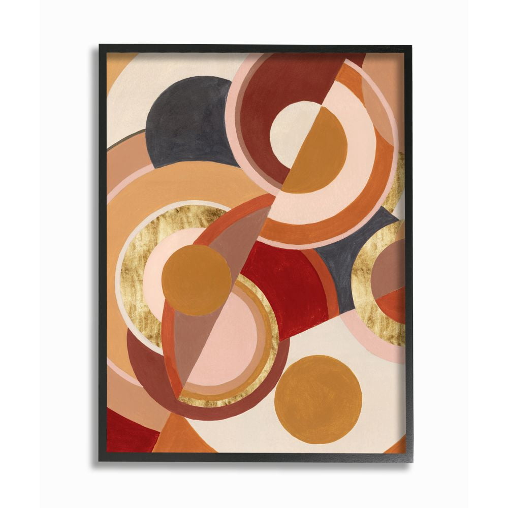 Stupell Industries Abstract Organic Red Brown Circles Asymmetric Design Framed Wall Art Design by Grace Popp, 24" x 30", Black Framed