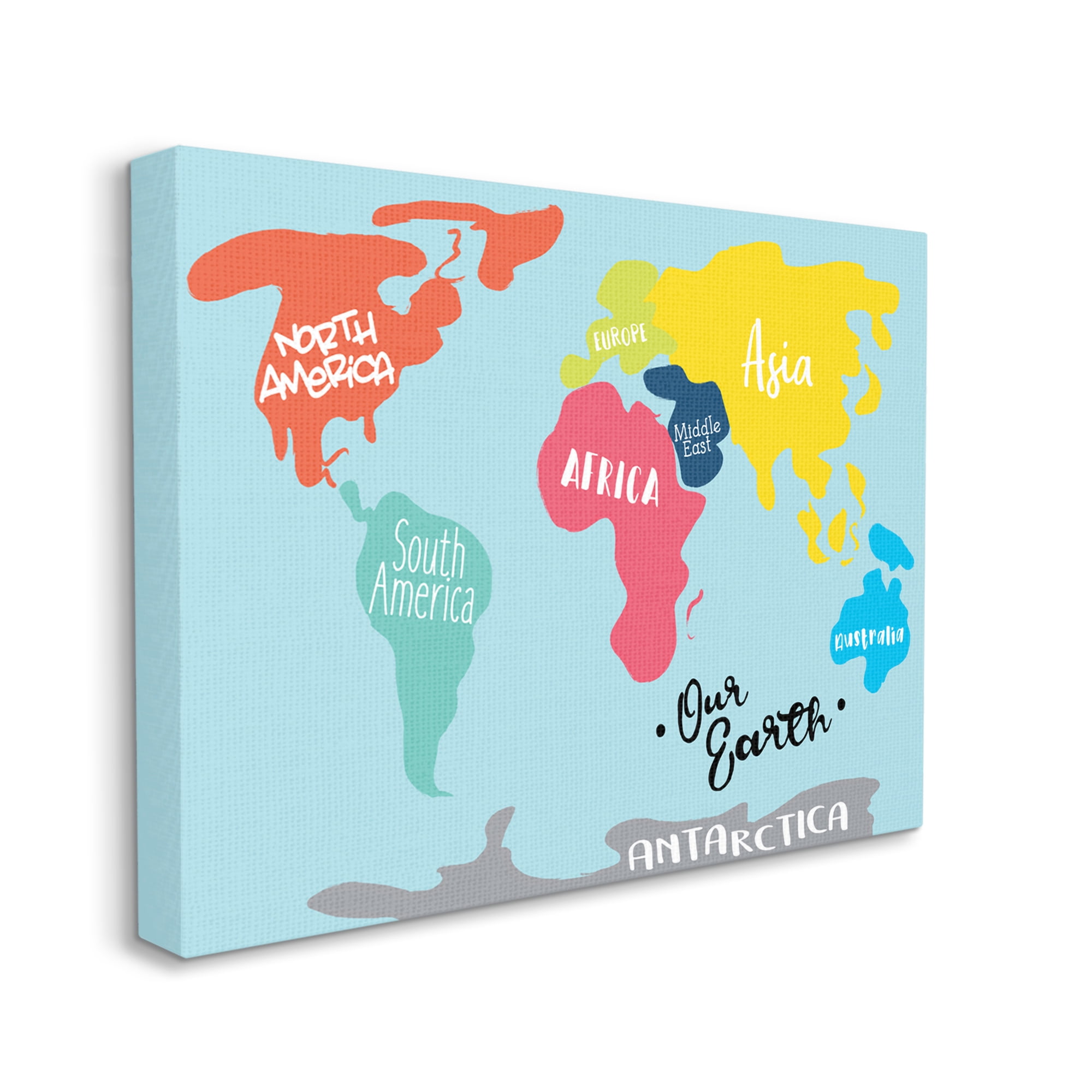 Stupell Industries Abstract Our Earth World Map Bold Shape Regions Abstract Painting Gallery Wrapped Canvas Print Wall Art, 30 x 40