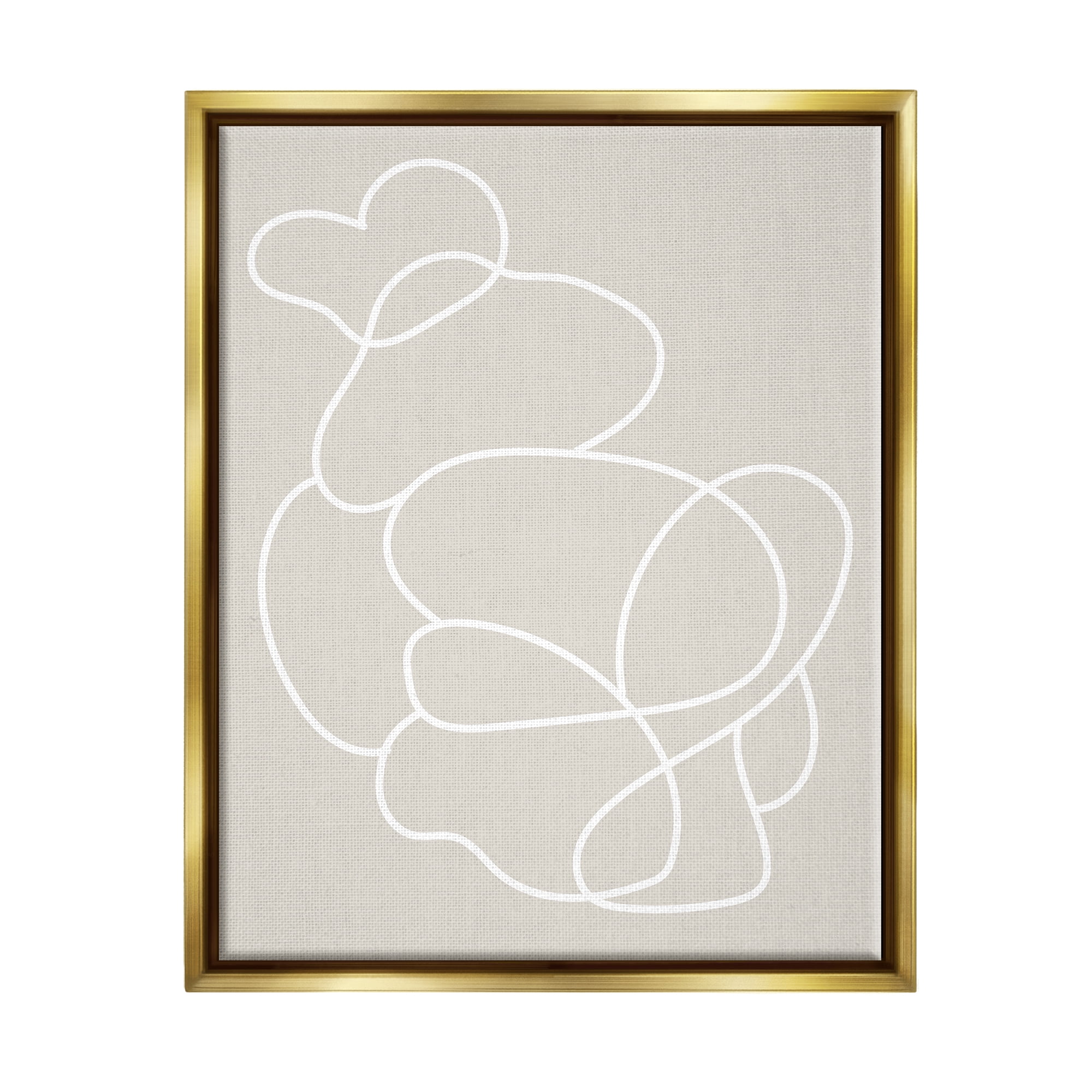 Stupell Industries Abstract Outline Composition Abstract Painting Gold Floater Framed Art Print Wall Art, 17 x 21