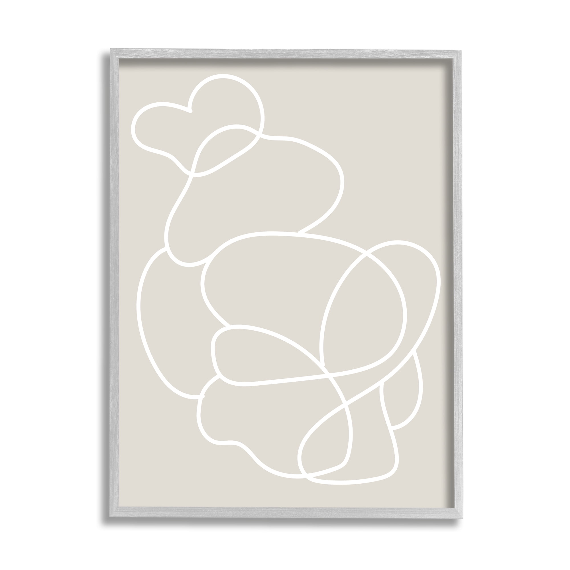Stupell Industries Abstract Outline Composition Abstract Painting Gray Framed Art Print Wall Art, 16 x 20