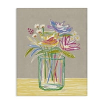 Stupell Industries Abstract Outlines Flower Arrangement Floral Painting Wrapped Canvas Canvas Art Print Wall Art, 16 x 20