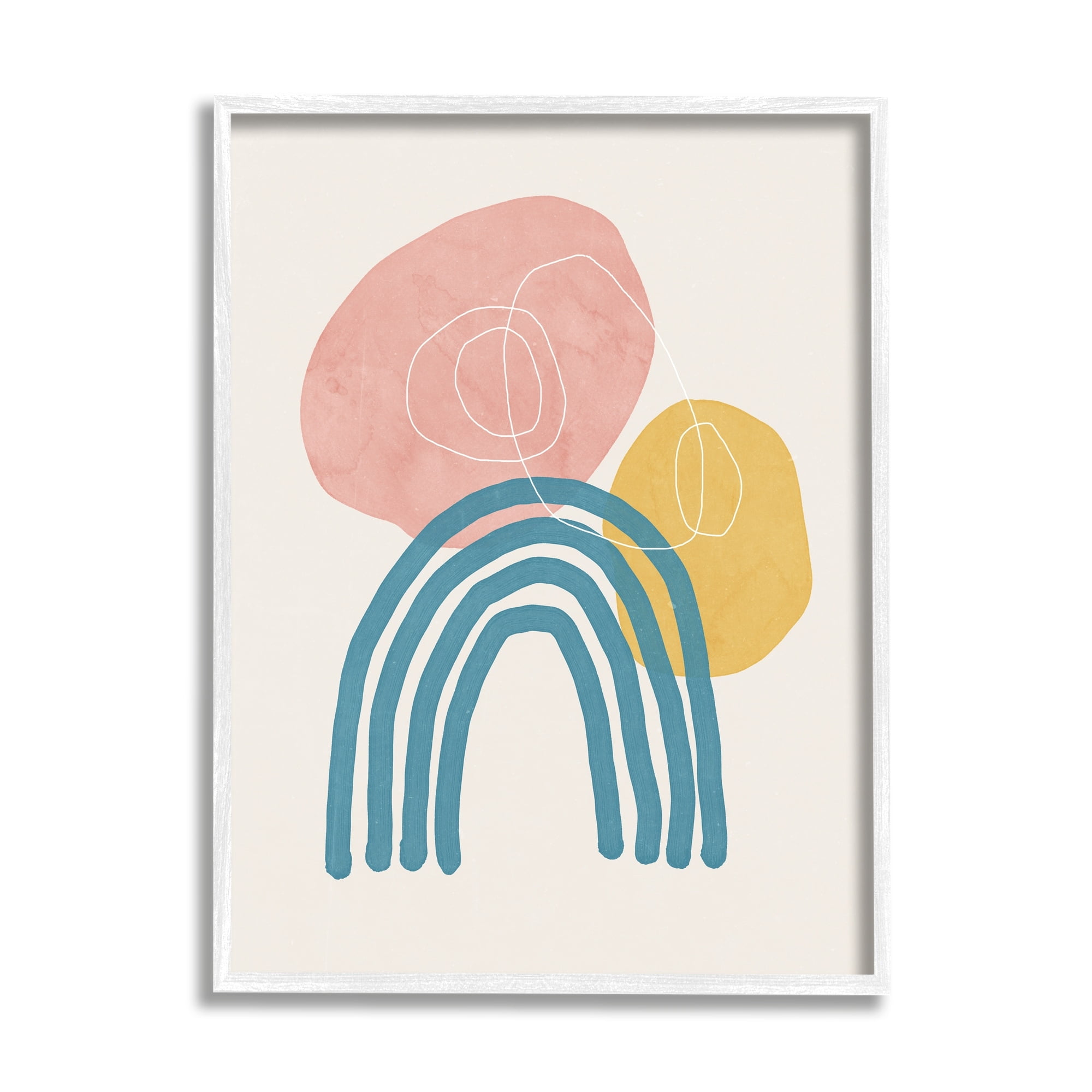 Stupell Industries Abstract Over Rainbow Soft Contemporary Shapes Paint Doodle,24 x 30, Design by Nina Blue