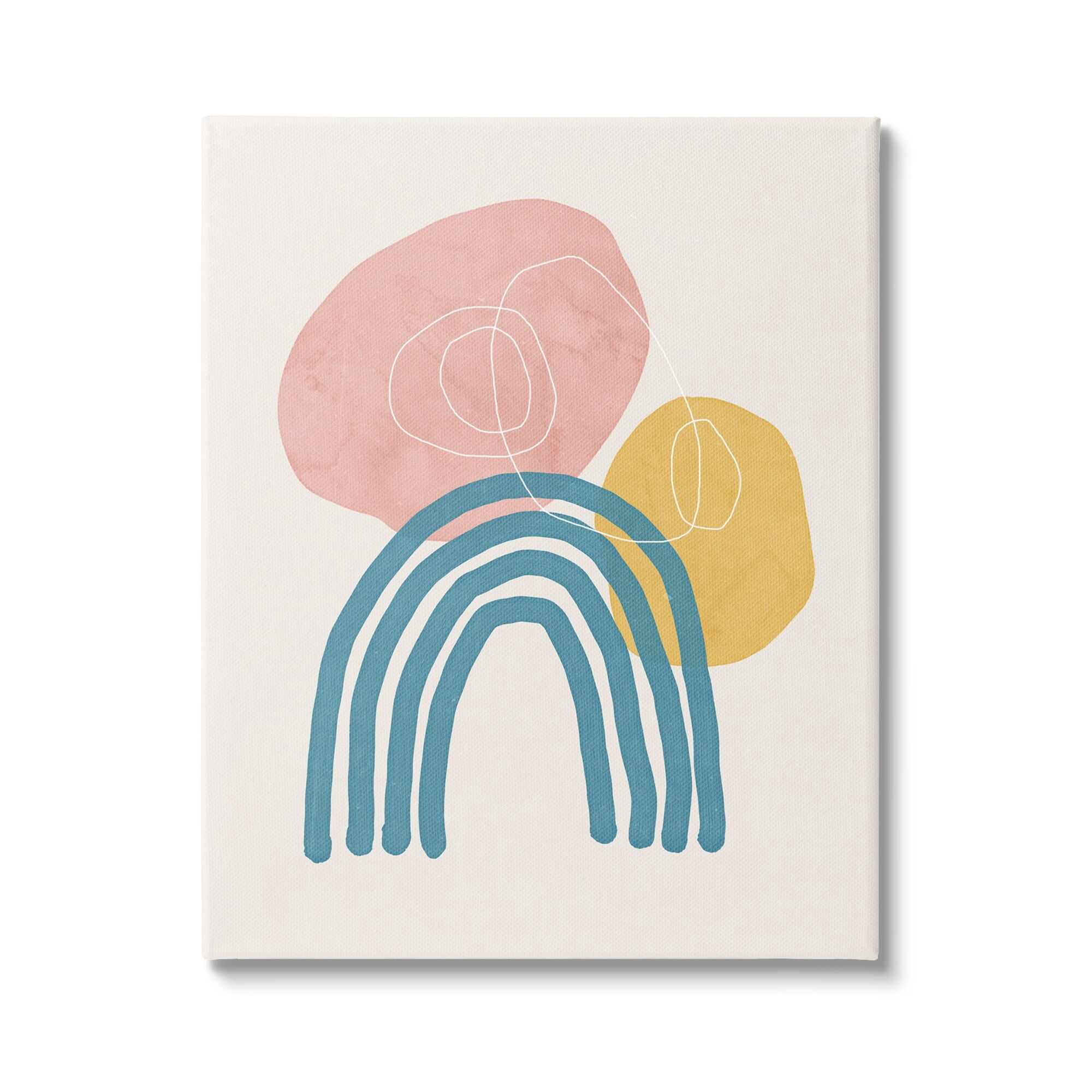 Stupell Industries Abstract Over Rainbow Soft Contemporary Shapes Paint Doodle,24 x 30, Design by Nina Blue