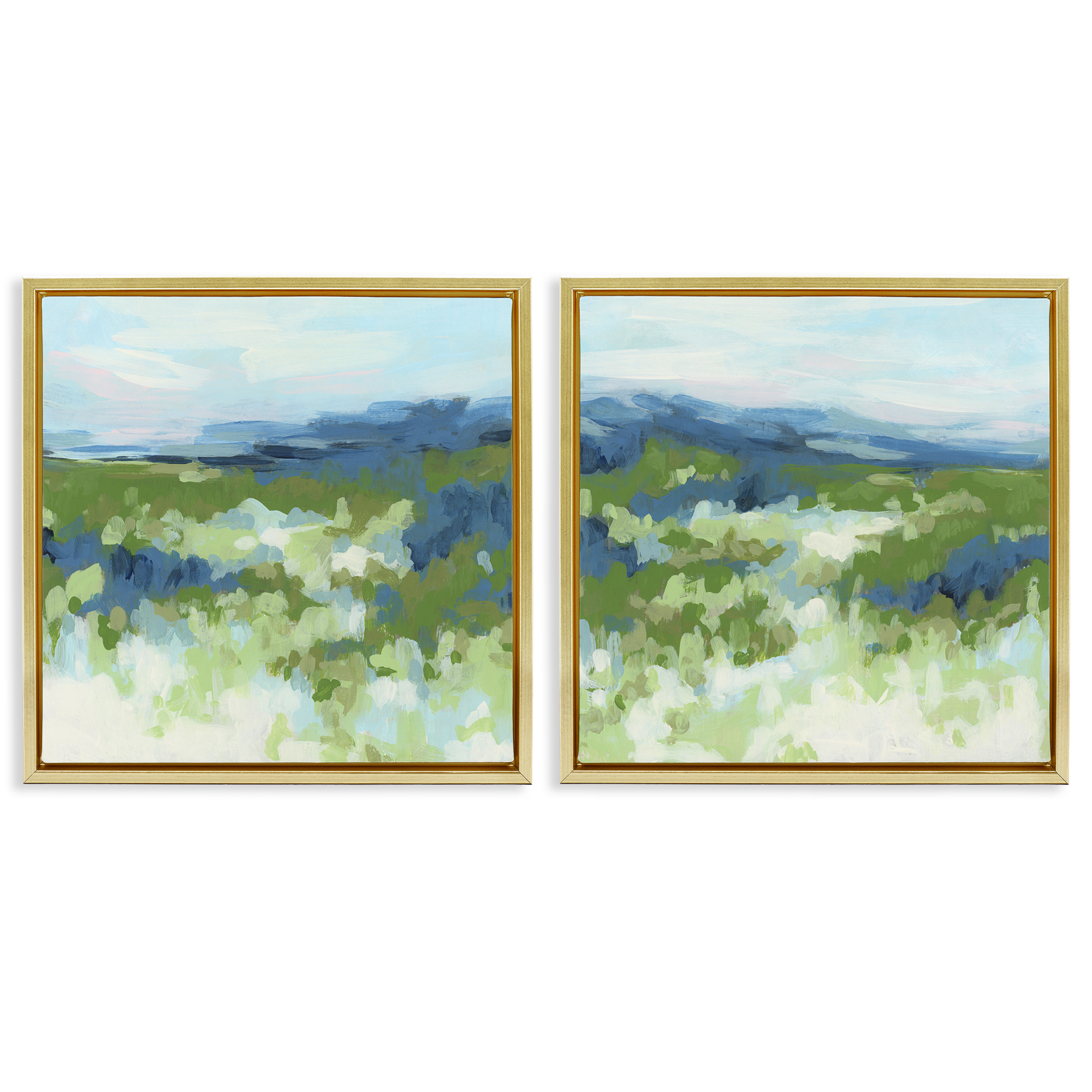 Stupell Industries Abstract Overgrown Field Landscape & Nature Painting Gold Floater Framed Canvas Art Print Wall Art, 25 x 25, Set of 2