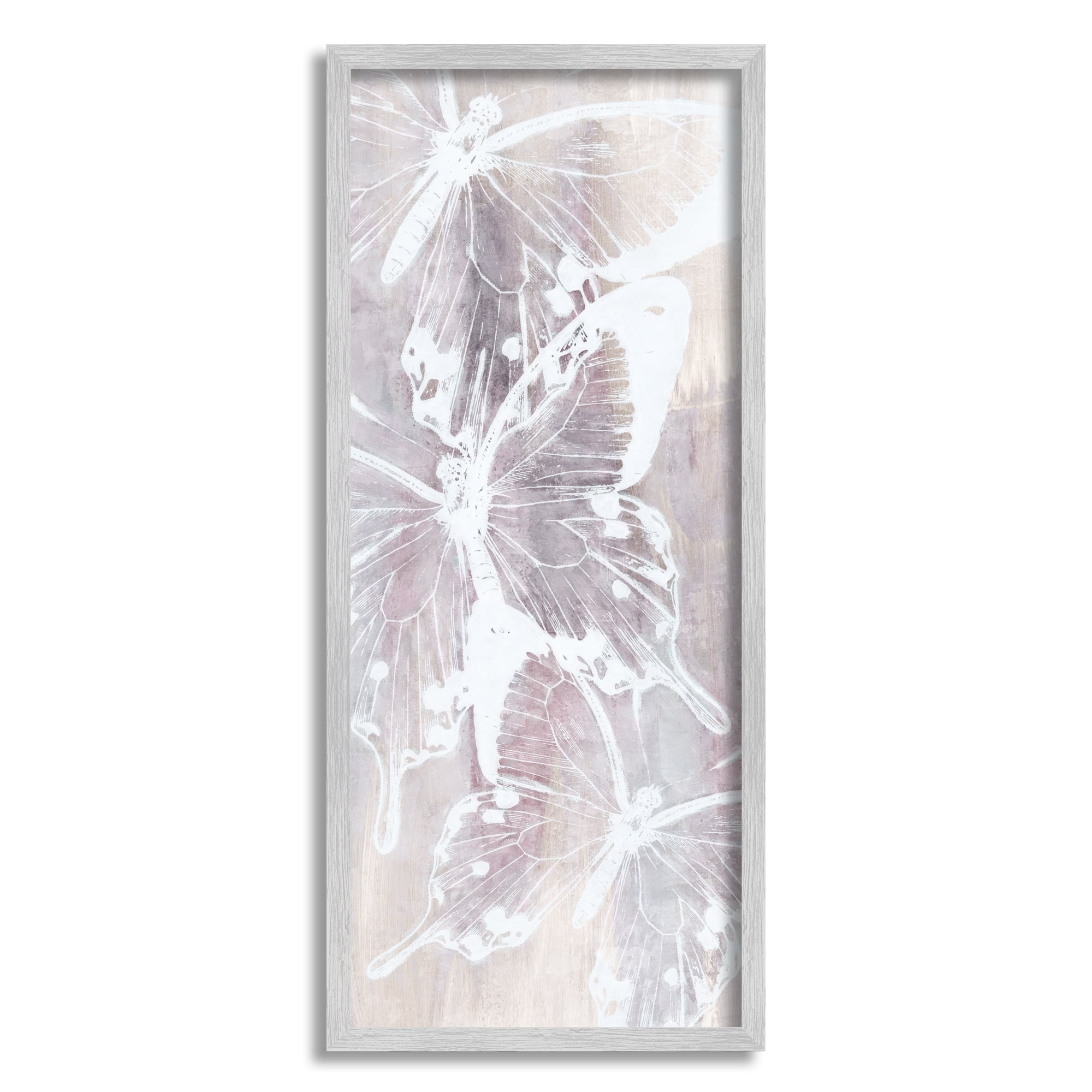 Stupell Industries Abstract Overlapping Butterflies Animals & Insects Painting Gray Framed Art Print Wall Art, 10 x 24