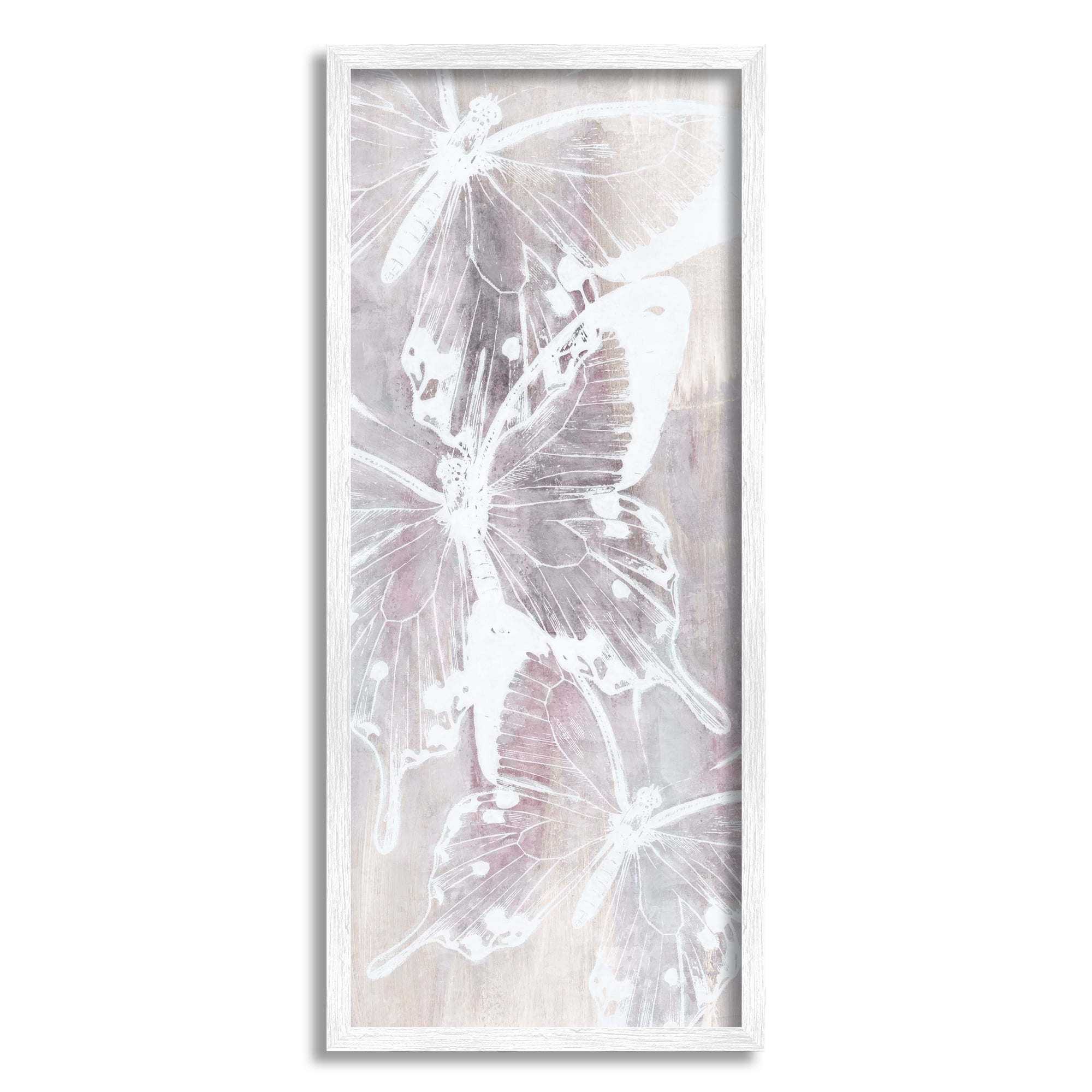 Stupell Industries Abstract Overlapping Butterflies Animals & Insects Painting White Framed Art Print Wall Art, 10 x 24