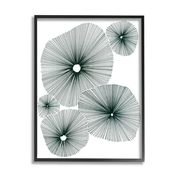 Stupell Industries Abstract Overlapping Flower Shapes Botanical & Floral Drawing Black Framed Art Print Wall Art