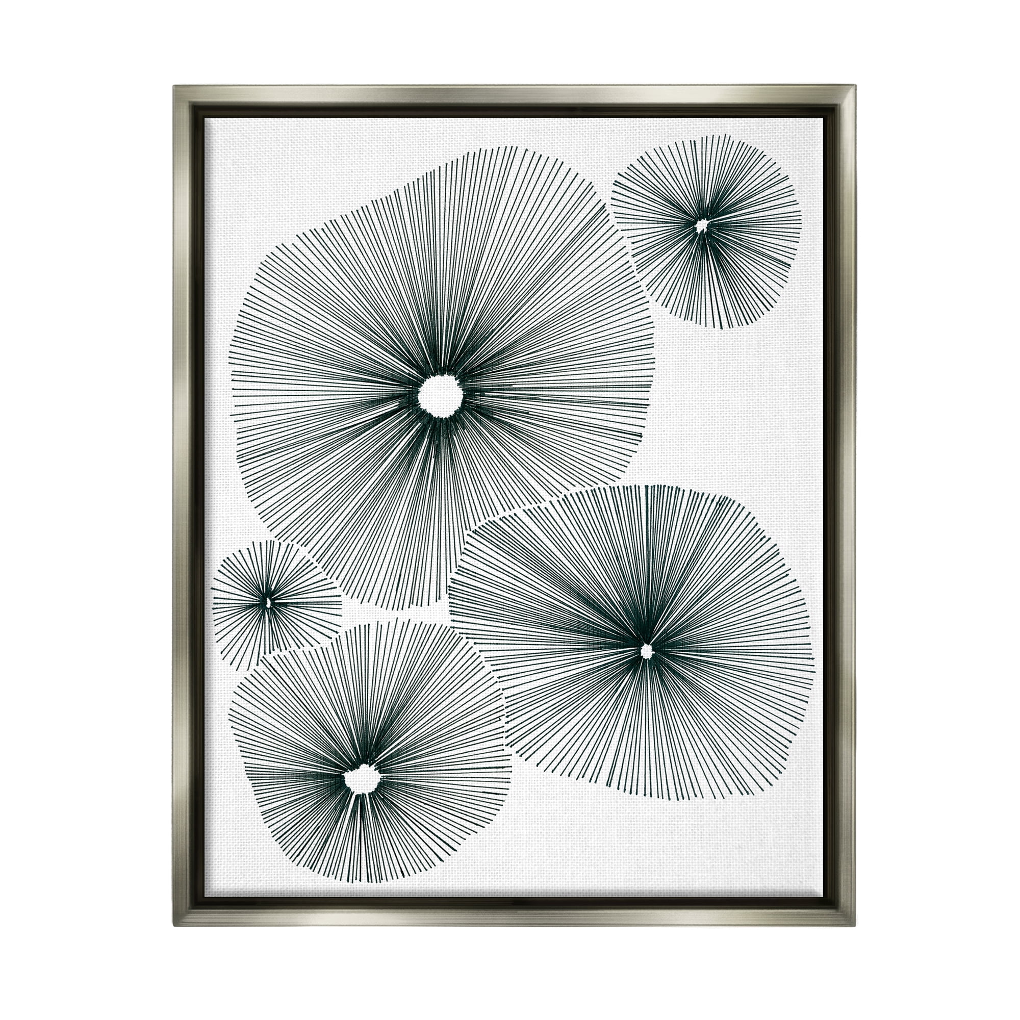 Stupell Industries Abstract Overlapping Flower Shapes Botanical & Floral Drawing Gray Floater Framed Art Print Wall Art