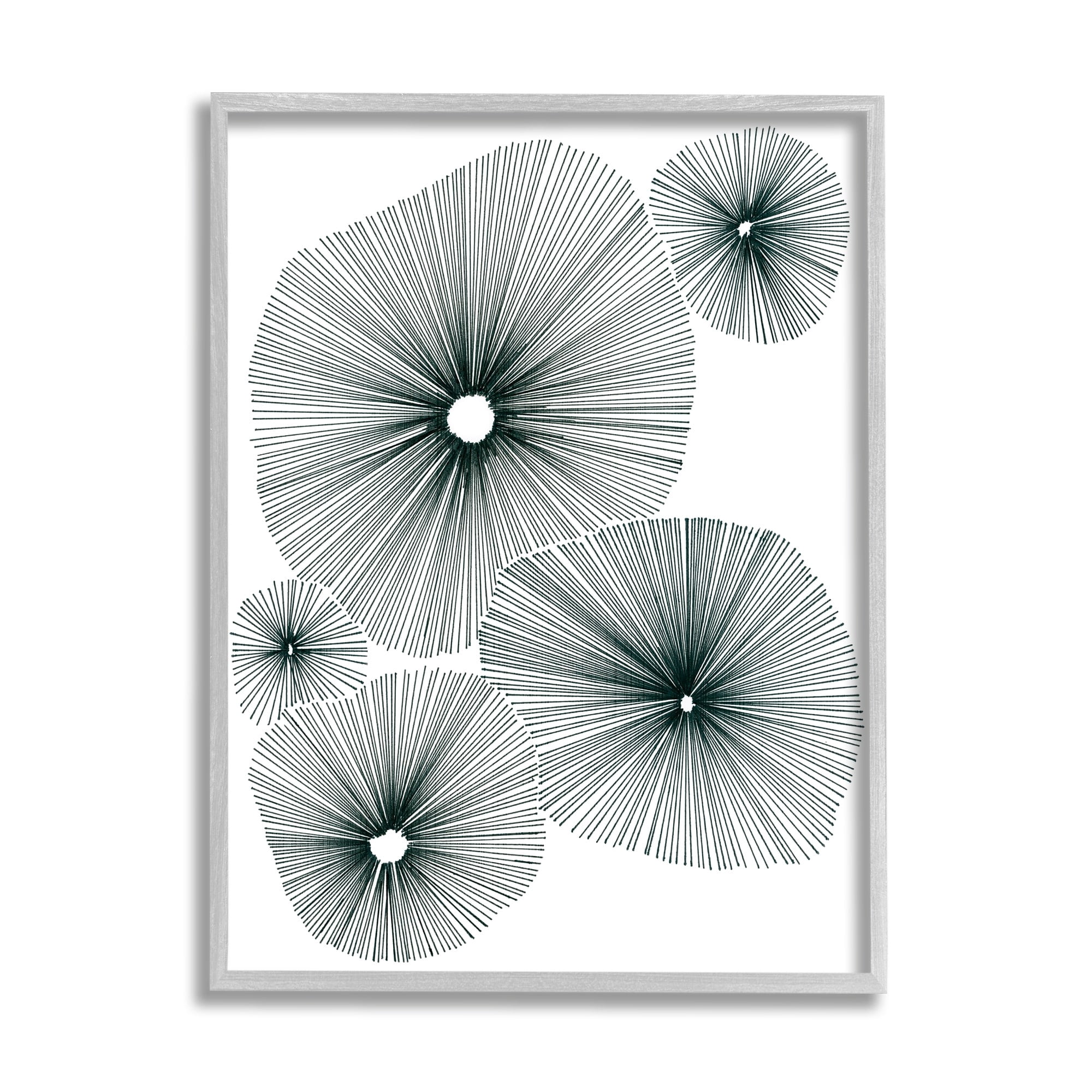 Stupell Industries Abstract Overlapping Flower Shapes Botanical & Floral Drawing Gray Framed Art Print Wall Art