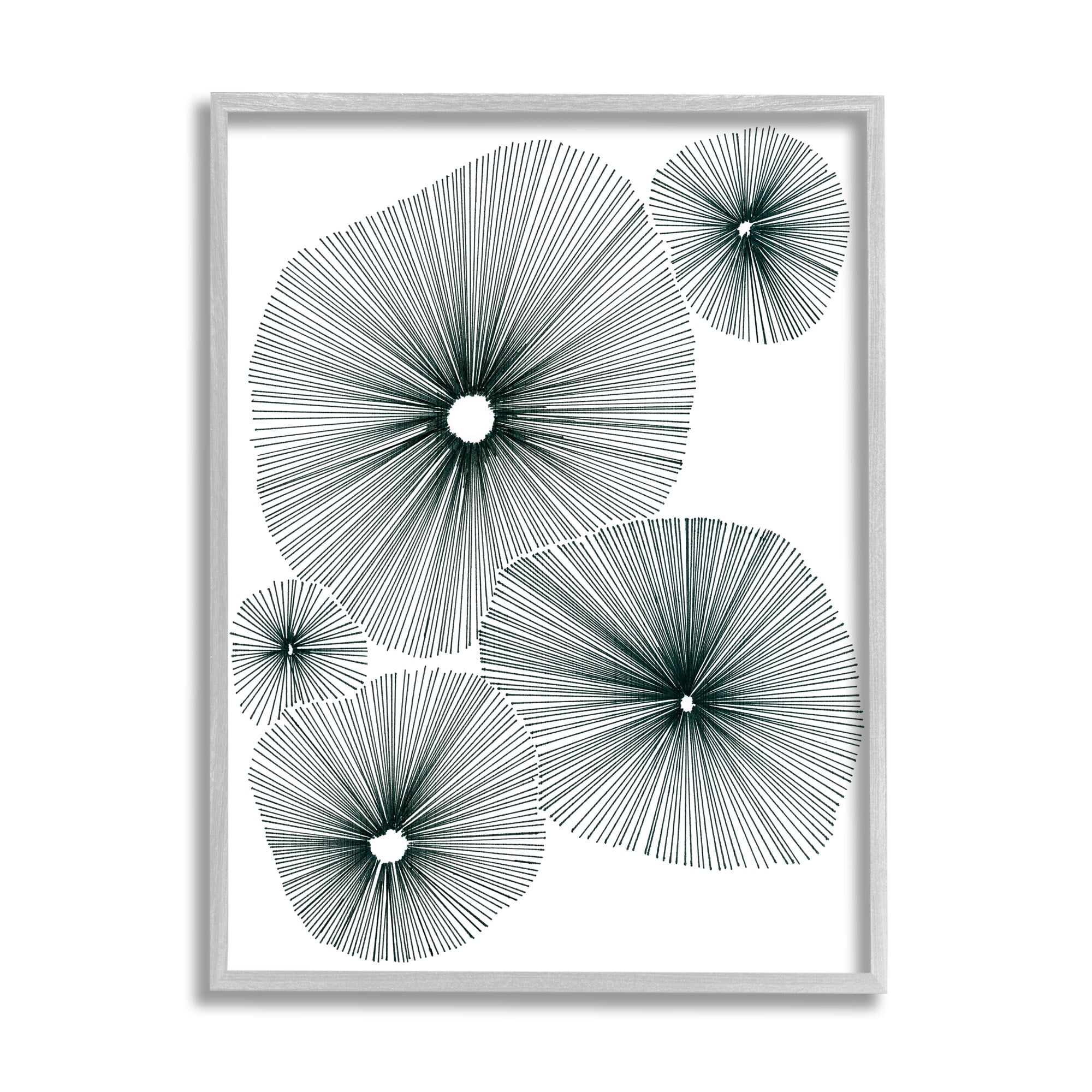 Stupell Industries Abstract Overlapping Flower Shapes Botanical & Floral Drawing Gray Framed Art Print Wall Art