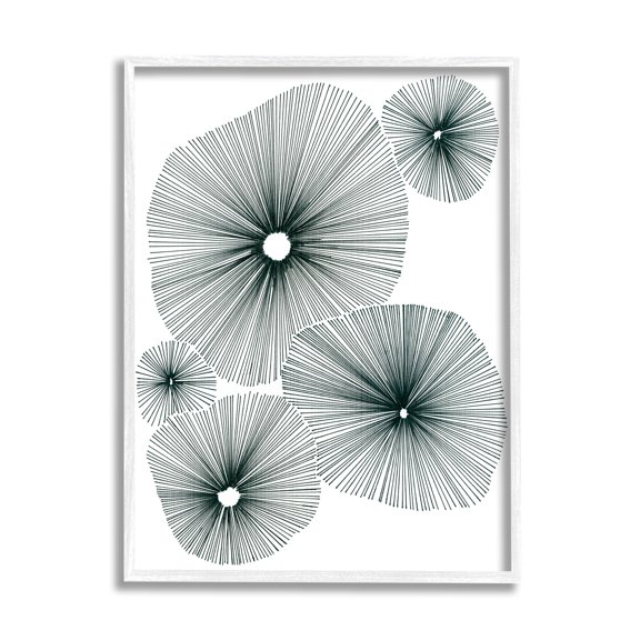 Stupell Industries Abstract Overlapping Flower Shapes Botanical & Floral Drawing White Framed Art Print Wall Art
