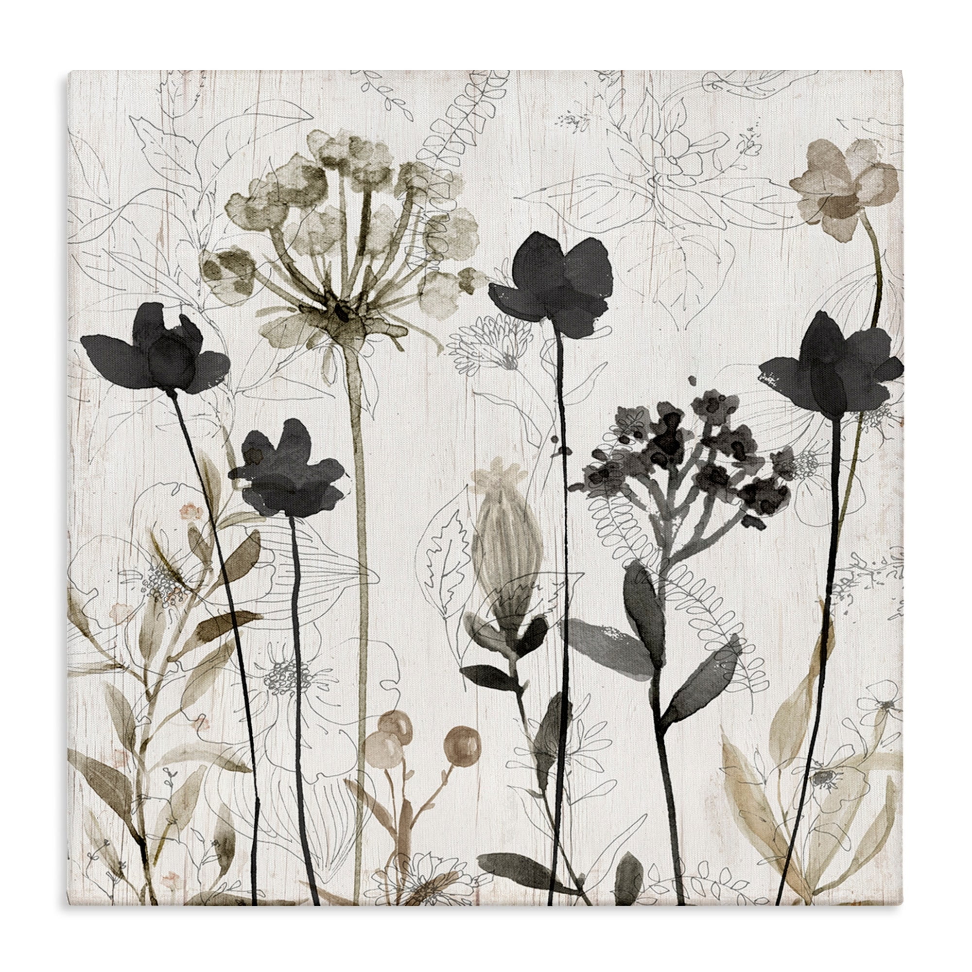 Stupell Industries Abstract Overlapping Flower Sprigs Botanical & Floral Painting Gallery Wrapped Canvas Print Wall Art