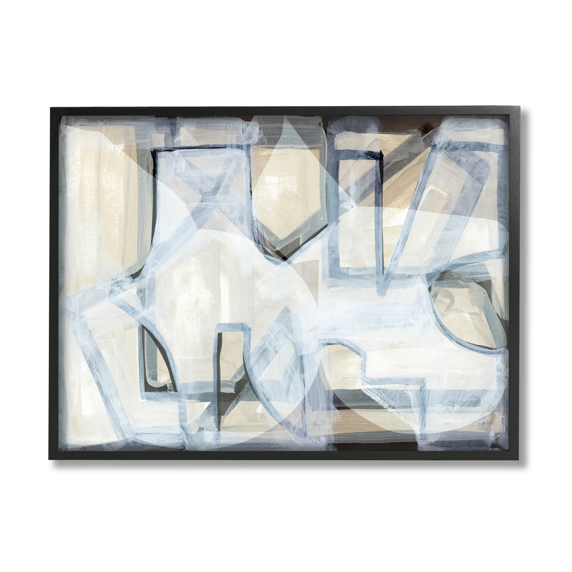 Stupell Industries Abstract Overlapping Geometric Shapes Painting Black Framed Art Print Wall Art, Design by Cartissi