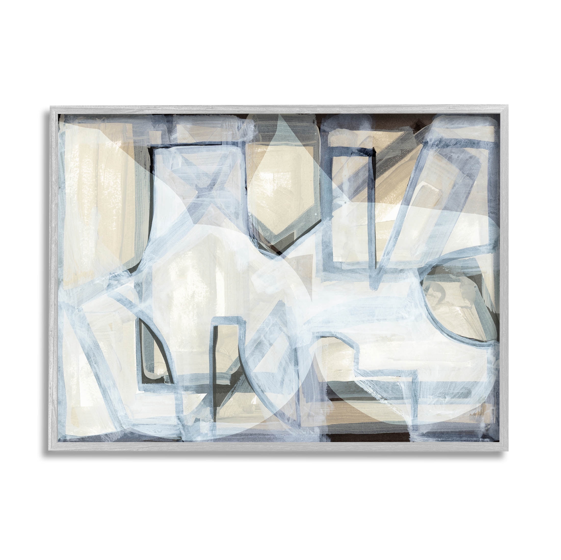 Stupell Industries Abstract Overlapping Geometric Shapes Painting Gray Framed Art Print Wall Art, Design by Cartissi
